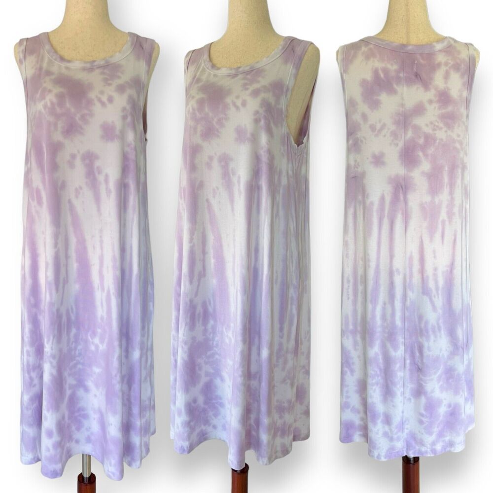 Thread & Supply Purple Rain Tie Dye Sleeveless Tank Dress Women's Large - Picture 7 of 7